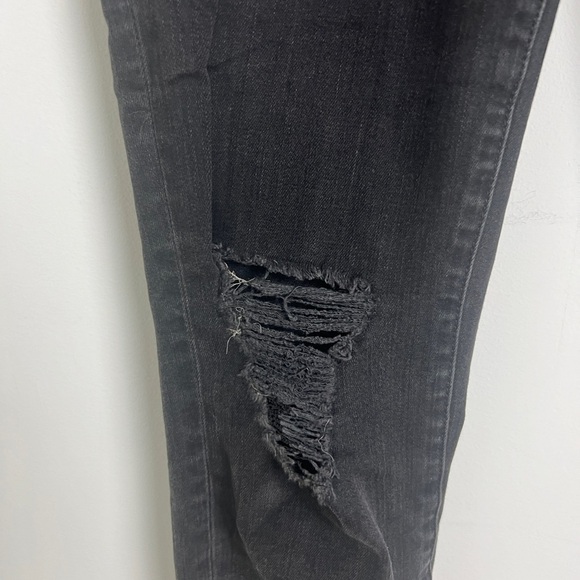 Madewell 9" High-Rise Skinny Black Raw Hem Vintage Faded Distressed Knees Sz 26 - Picture 7 of 15